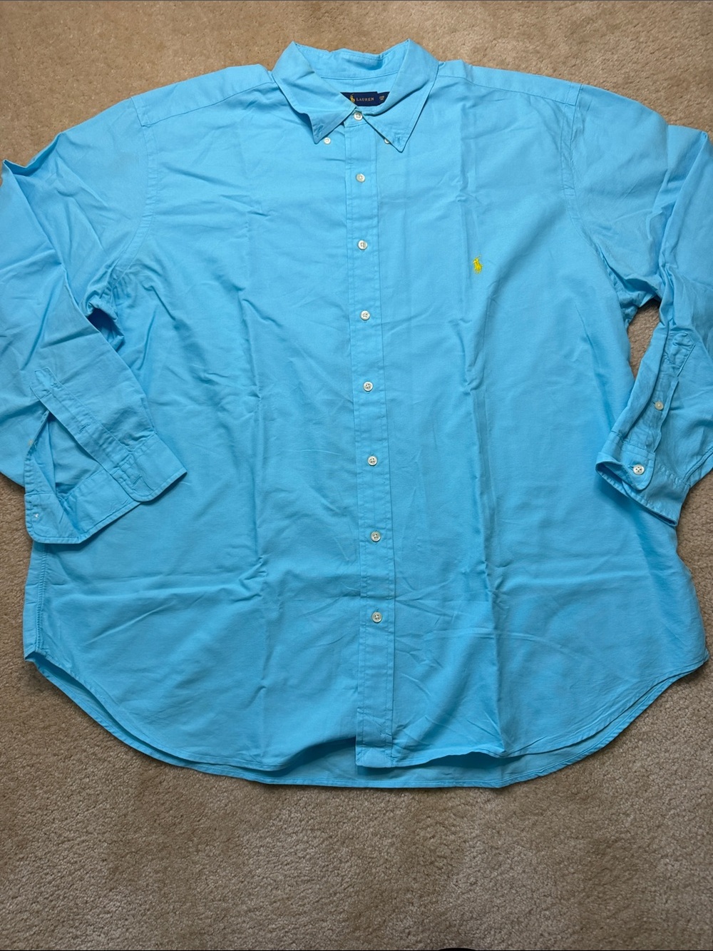 Polo by Ralph Lauren Bright Blue Button-Down Shirt with Yellow Pony